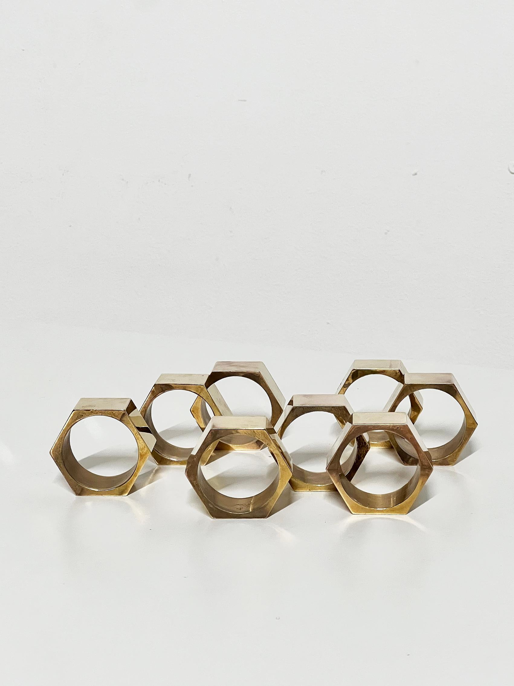 Swedish Scandinavian Modern Set of Eight Napkin Rings or Holders, Gusums Bruk -1985 For Sale