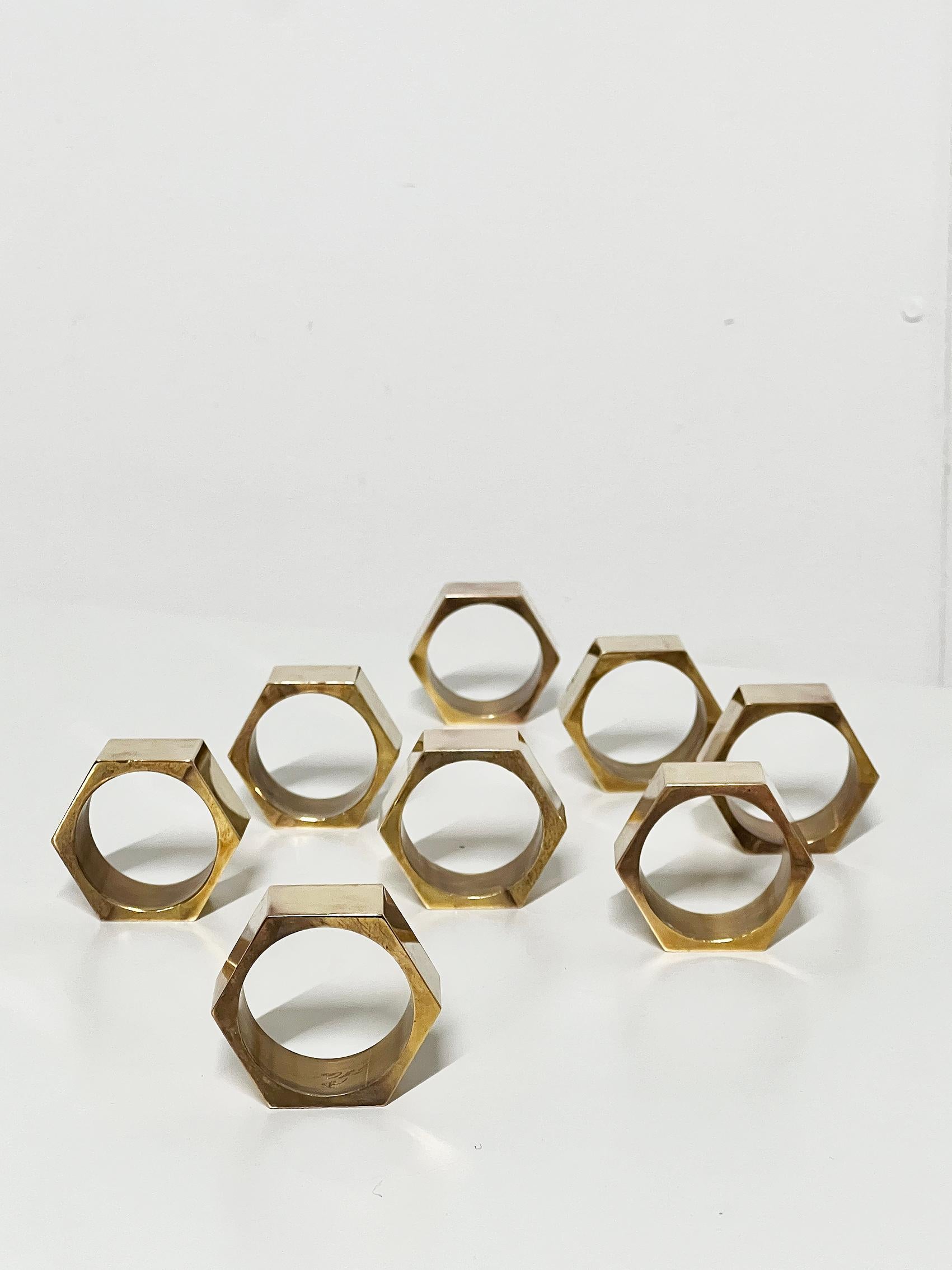 Scandinavian Modern Set of Eight Napkin Rings or Holders, Gusums Bruk -1985 In Good Condition For Sale In Örebro, SE