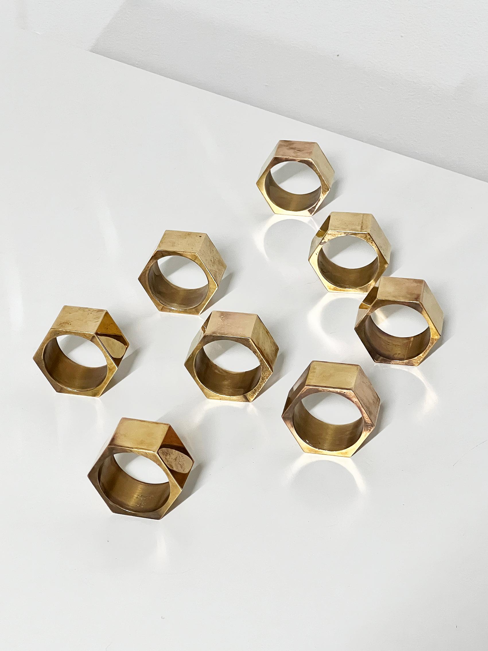 Late 20th Century Scandinavian Modern Set of Eight Napkin Rings or Holders, Gusums Bruk -1985 For Sale