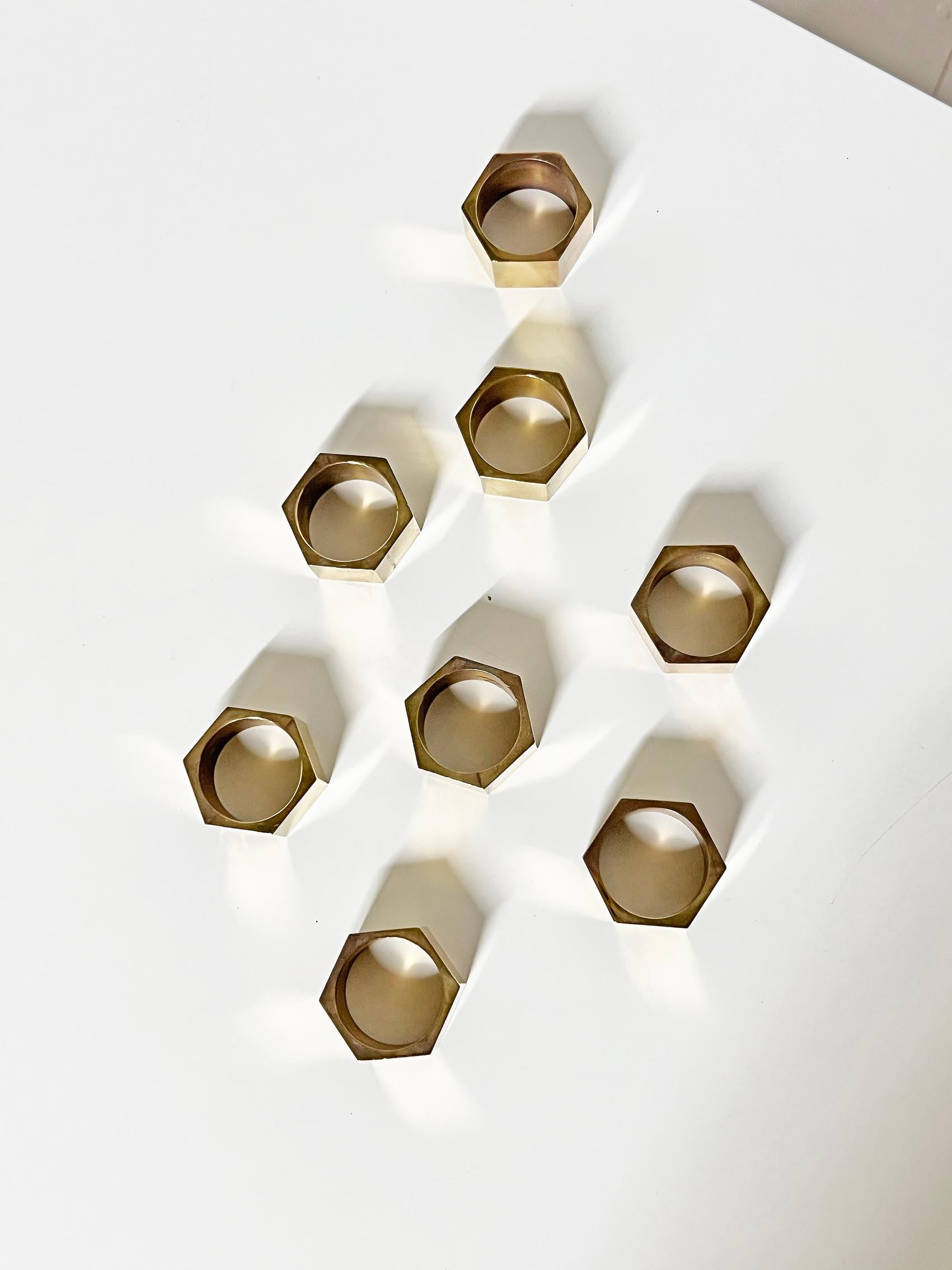 Scandinavian Modern Set of Eight Napkin Rings or Holders, Gusums Bruk -1985 For Sale 1