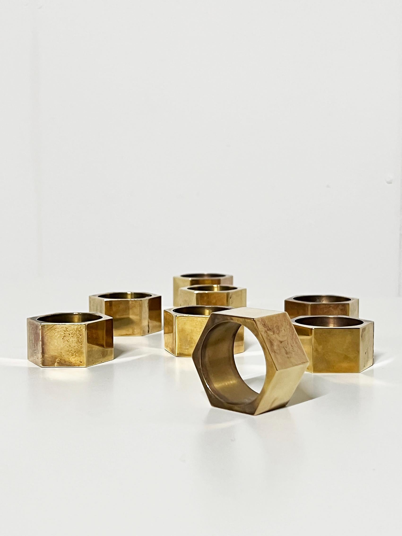 Scandinavian Modern Set of Eight Napkin Rings or Holders, Gusums Bruk -1985 For Sale 2