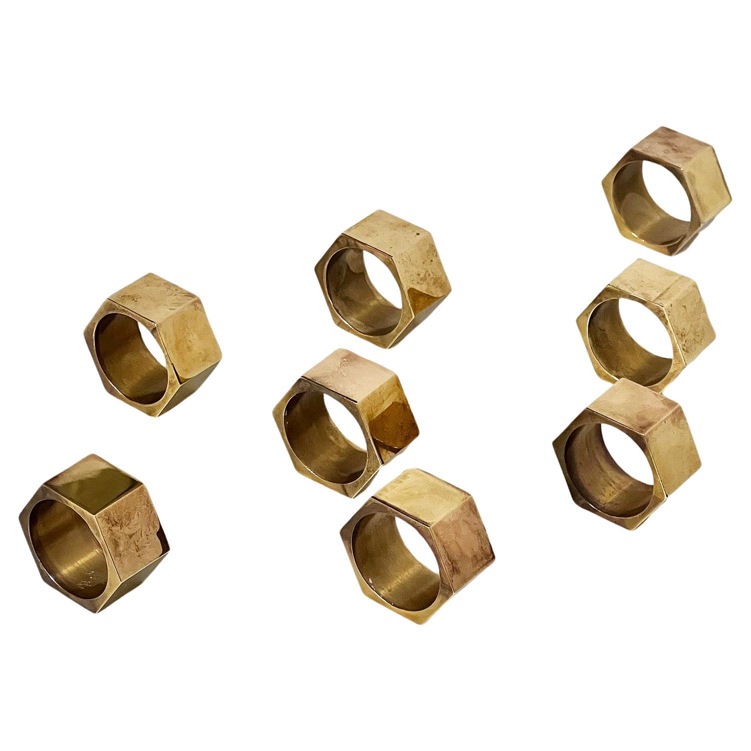 Scandinavian Modern Set of Eight Napkin Rings or Holders, Gusums Bruk -1985