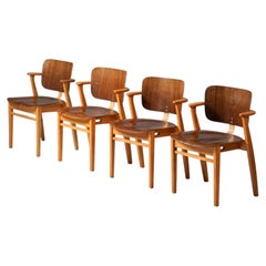 Scandinavian Modern Set of Four Model Domus Chairs, Ilmari Tapiovaara, 1950s