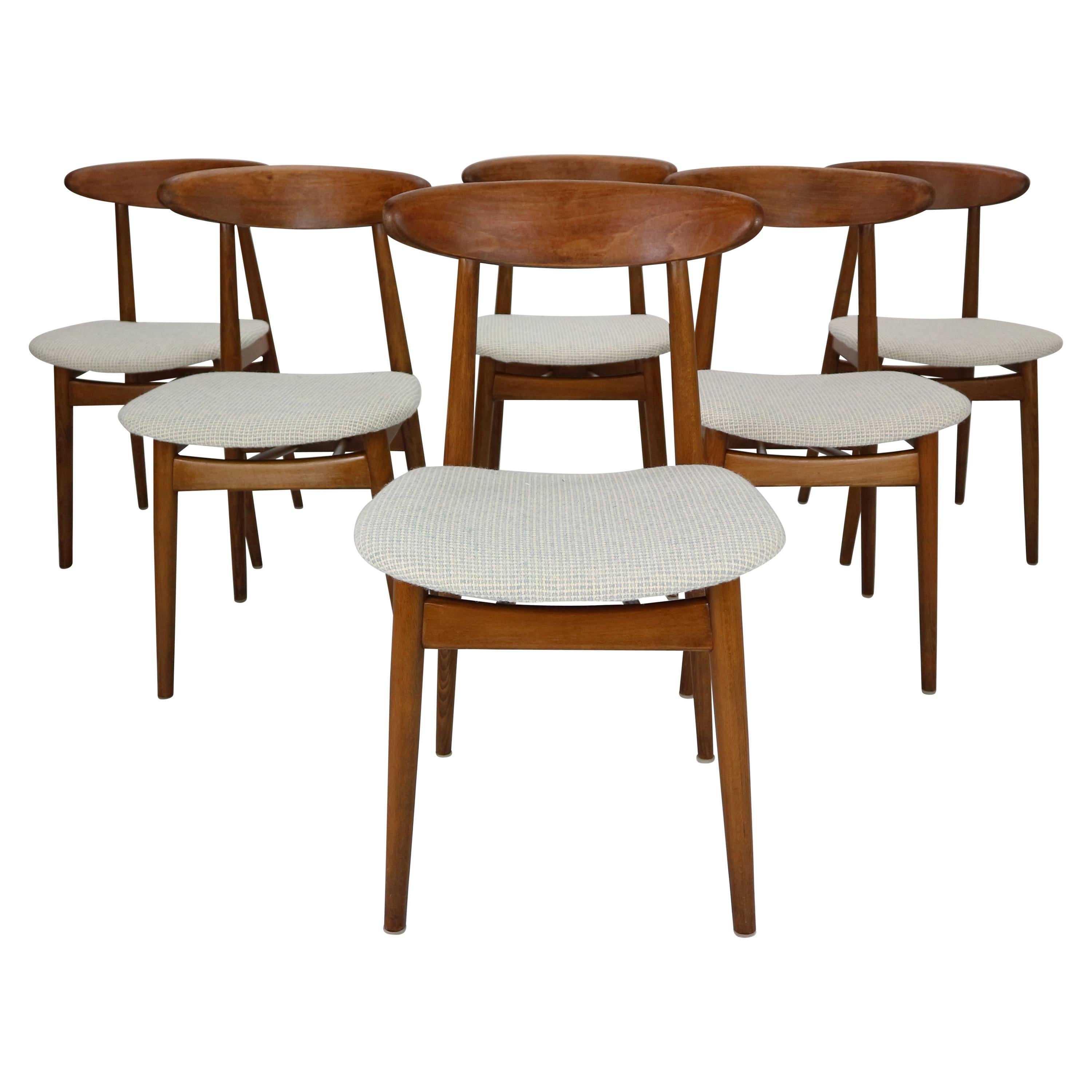 Scandinavian Modern Set of Six Danish Teak Dining Room Chairs, 1960s