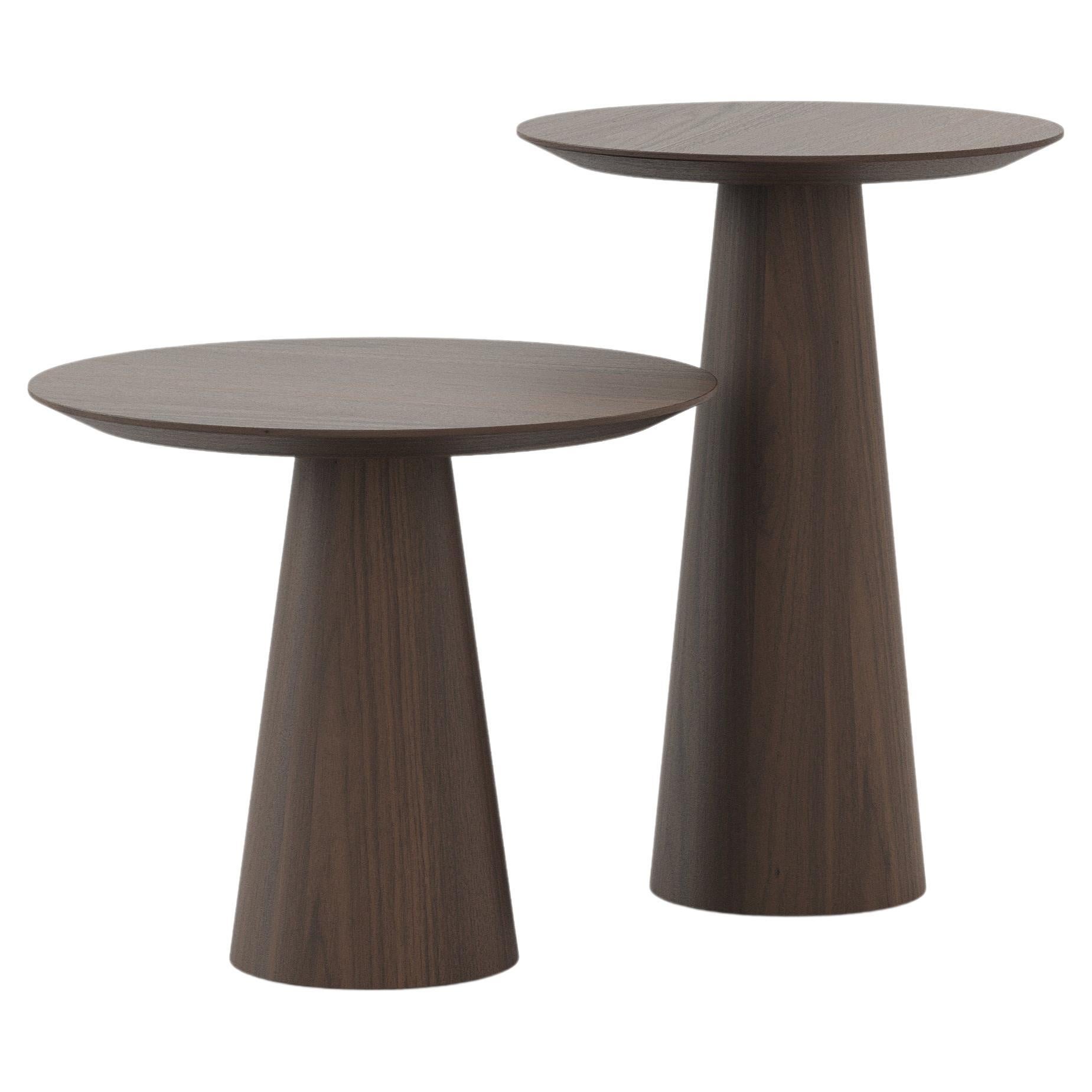 Scandinavian modern set Olivier Side Tables made with walnut, Handmade