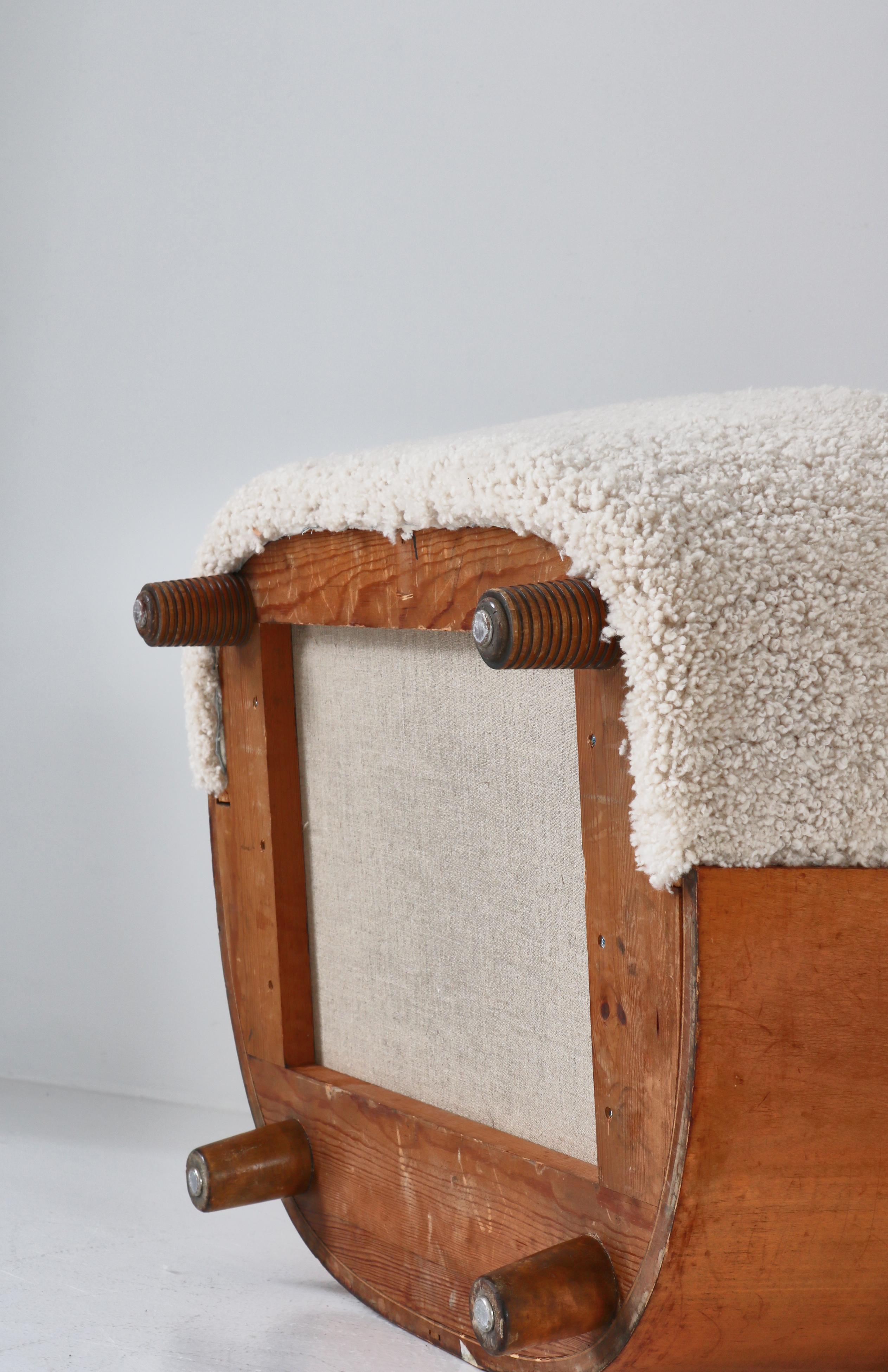 Scandinavian Modern Sheepskin and Peartree Easy Chairs by Rolf Engströmer, 1934 For Sale 11