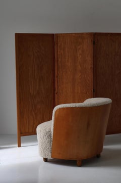Fauteuils modernes scandinaves en peau de mouton et poirier de Rolf Engströmer, 1934