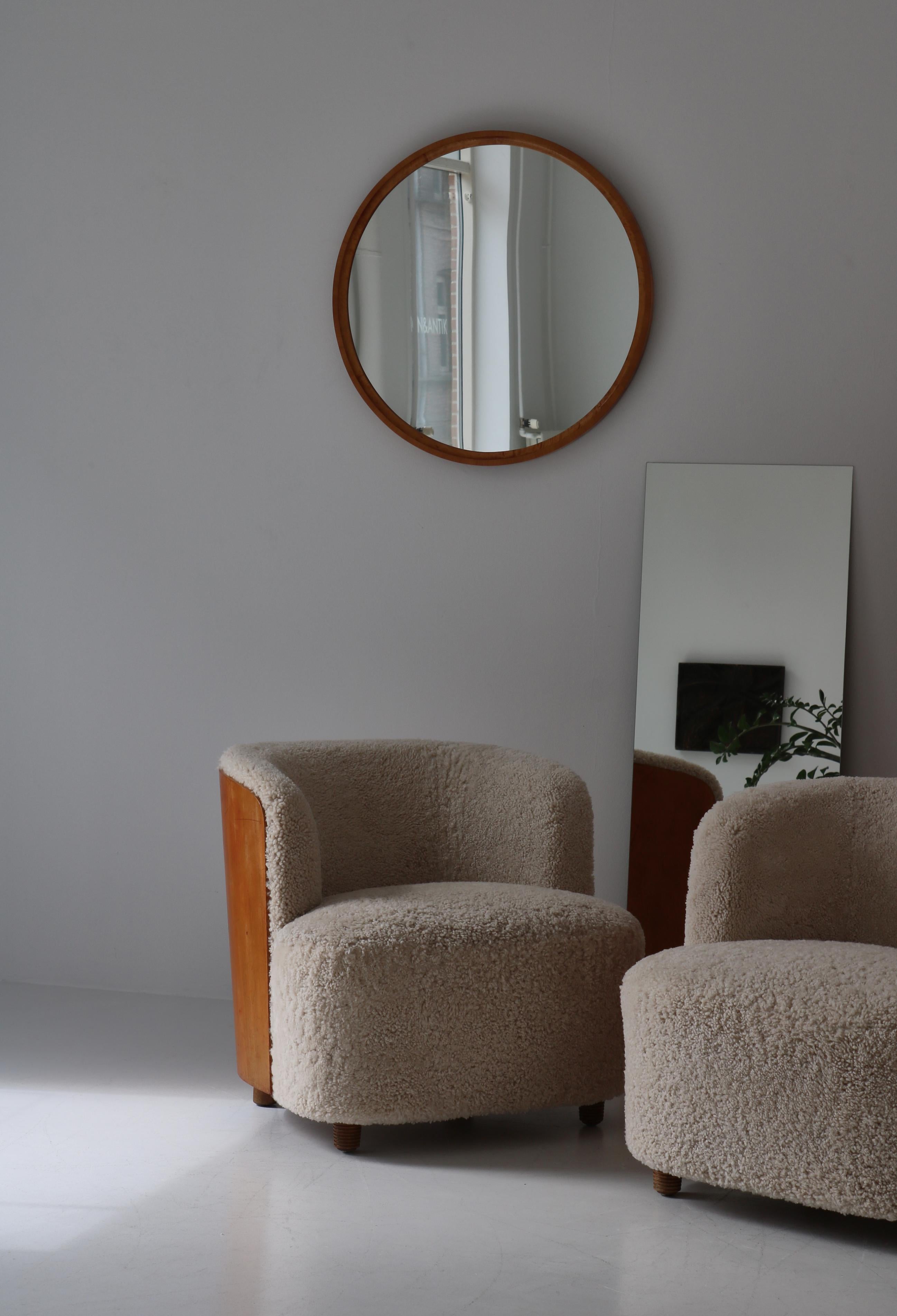 Scandinavian Modern Sheepskin and Peartree Easy Chairs by Rolf Engströmer, 1934 For Sale 14