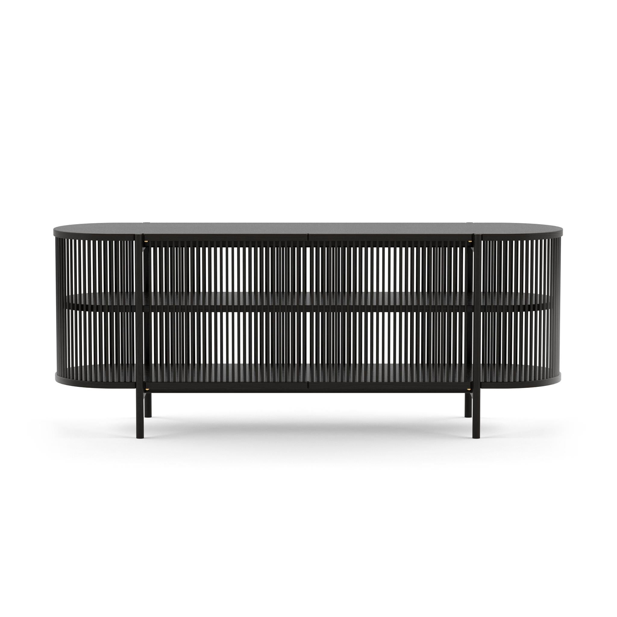 Sideboard Bastone designed by Antrei Hartikainen for Poiat Studio

Dimensions : 
H. 80 cm / W. 200 cm / D. 50 cm

Model shown in the picture : 
- Color : Black Oak 
- With doors

----

Designed by the award-winning master cabinet maker and designer