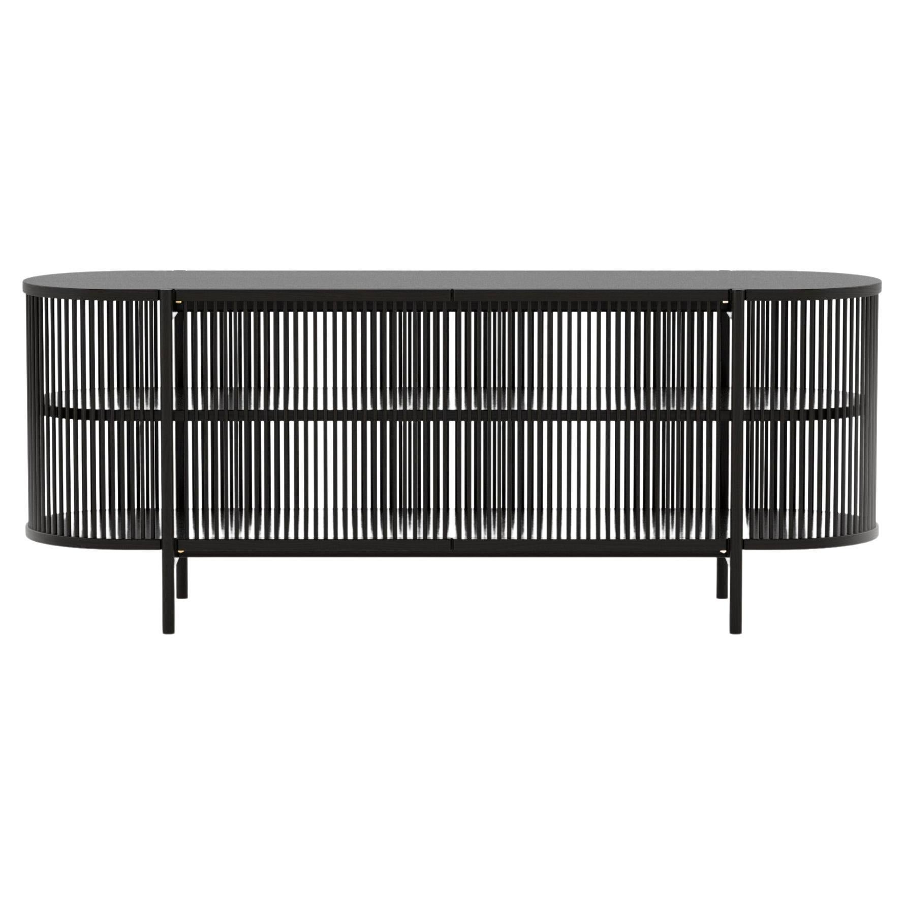 Aparador Moderno Escandinavo 'Bastone', Versión con puertas, 200, Roble Negro