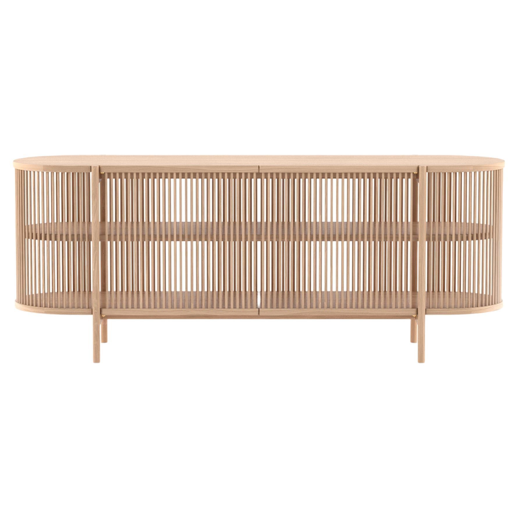 Skandinavisch Modernes Sideboard 'Bastone', Version Türen, 200, Eiche Natur im Angebot