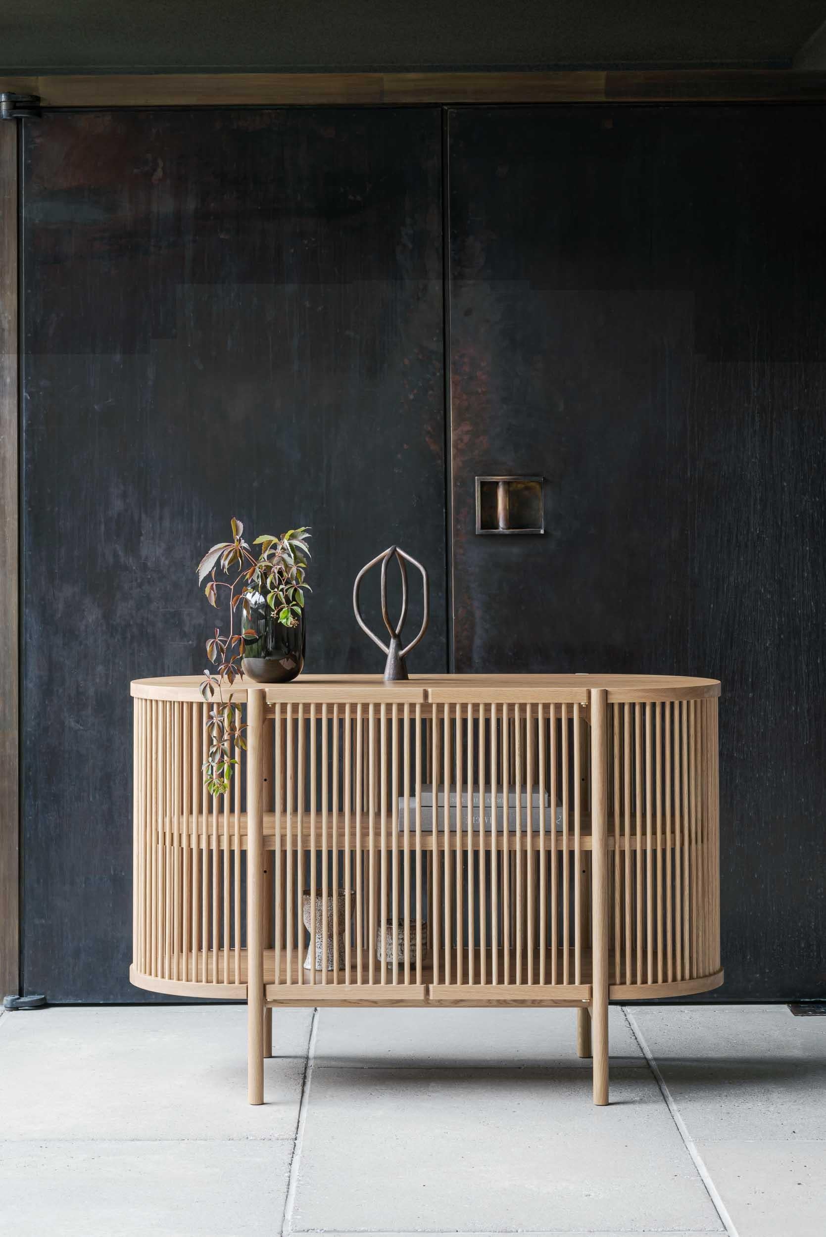 Sideboard Petit Bastone // Black Oak 
Designed by Antrei Hartikainen, 2021

Dimensions : H. 80 cm / W. 120 cm / D. 50 cm

Model shown in the picture : 
- Color : Black Oak 
- With doors

Designed by the award-winning master cabinet maker and