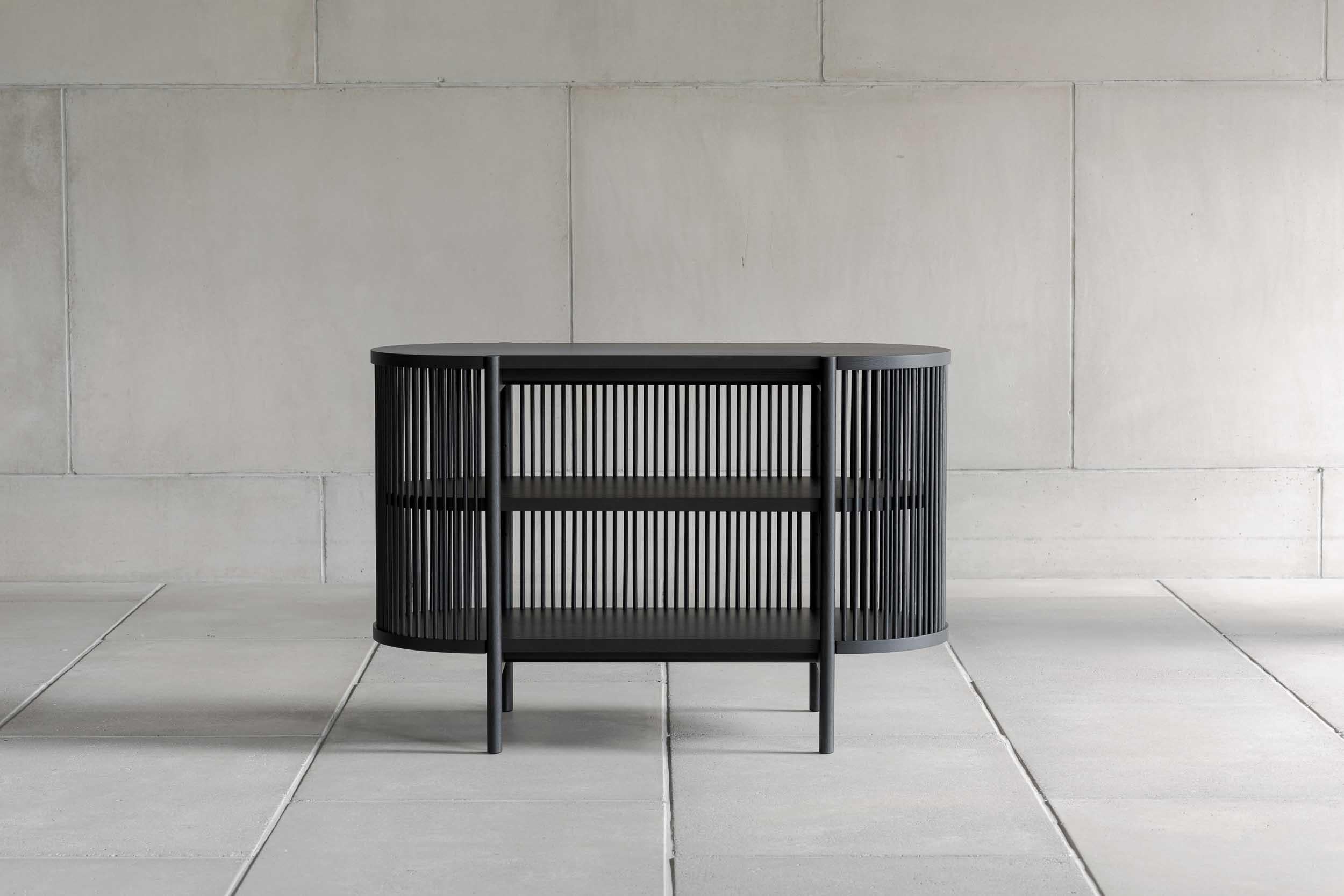 Finnish Scandinavian Modern Sideboard 'Petit Bastone', 120, Doors version, Black Oak For Sale
