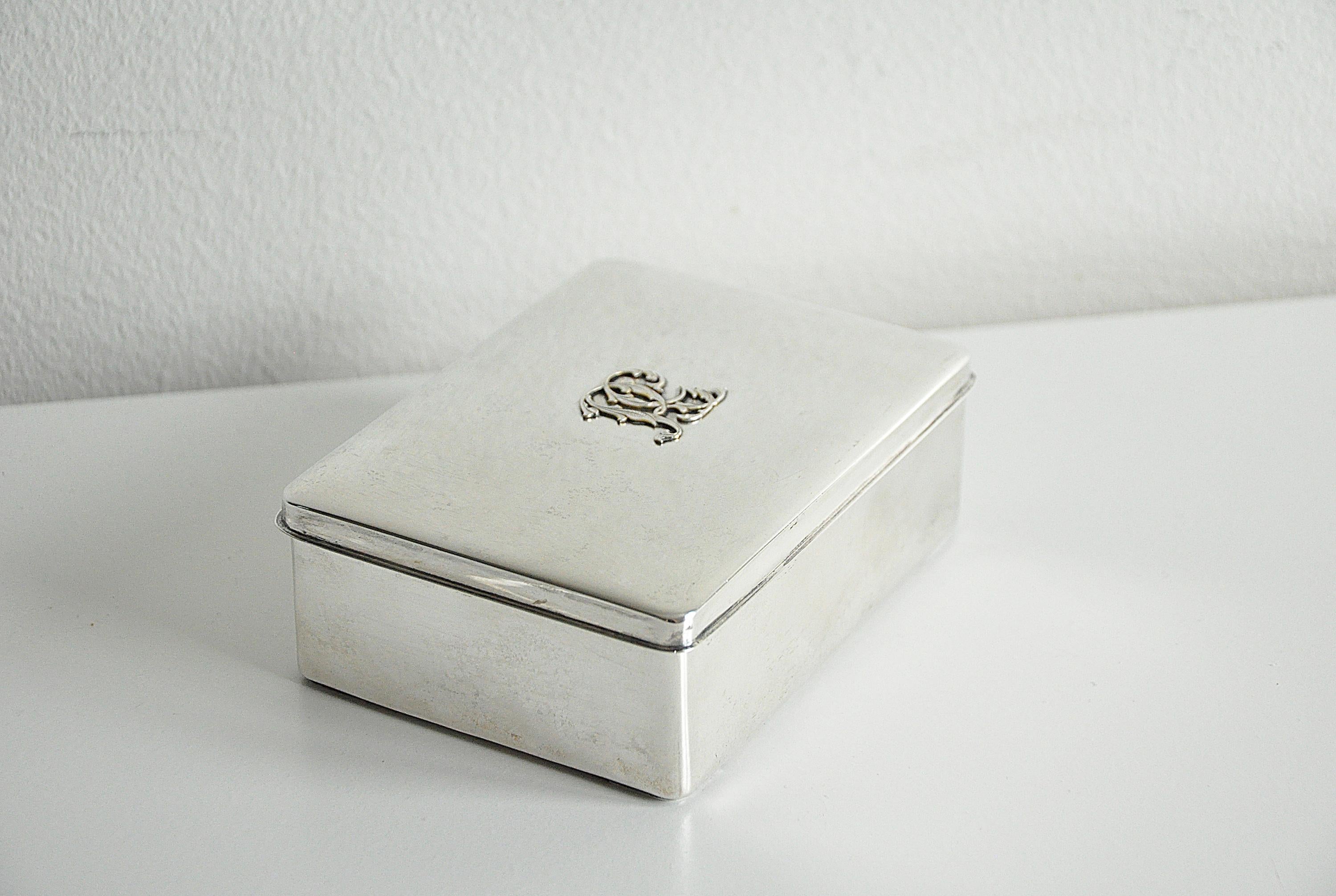 Mid-20th Century Scandinavian Modern Silver Box from C. G. Hallberg, Sweden -1937 For Sale