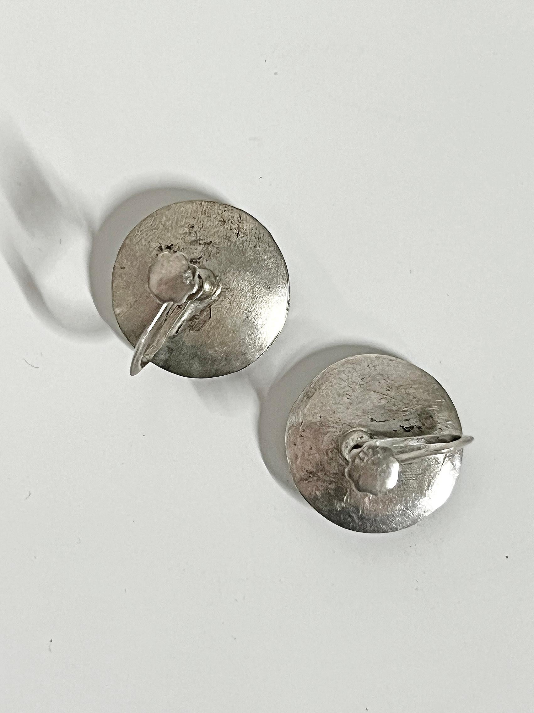 Scandinavian Modern Silver Brooch and Screw Back Earrings, Victor Jansson -1964 For Sale 1