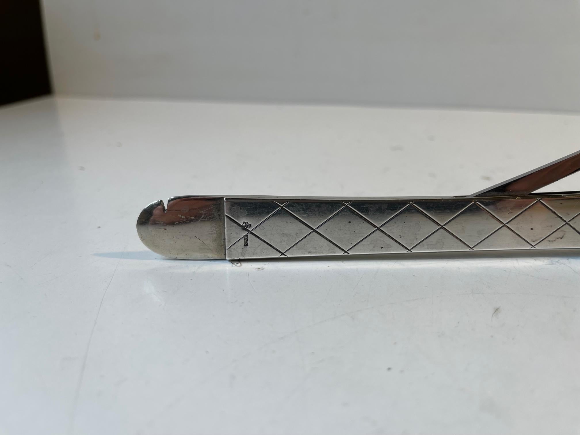 Scandinavian Modern Silver Cigar Cutter with Harlequin, 1950s In Good Condition In Esbjerg, DK