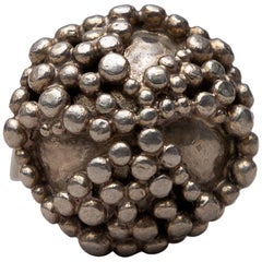 Vintage Scandinavian Modern Silver Ring Bernt Jarnush Rosa Taikon, Sweden, 1960s