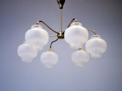 Scandinavian Modern Six Armed Chandelier, Sweden, 1950s