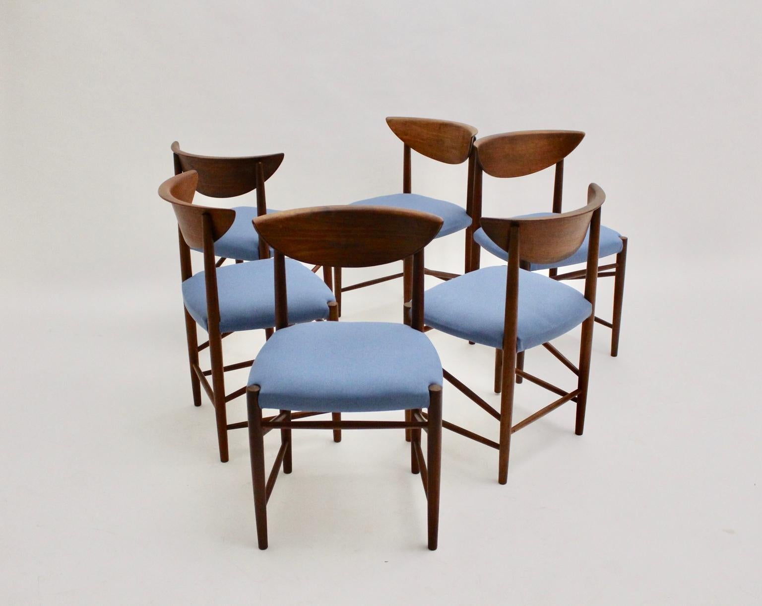 Scandinavian Modern Six Vintage Teak Dining Chairs or Chairs Peter Hvidt Denmark For Sale 6