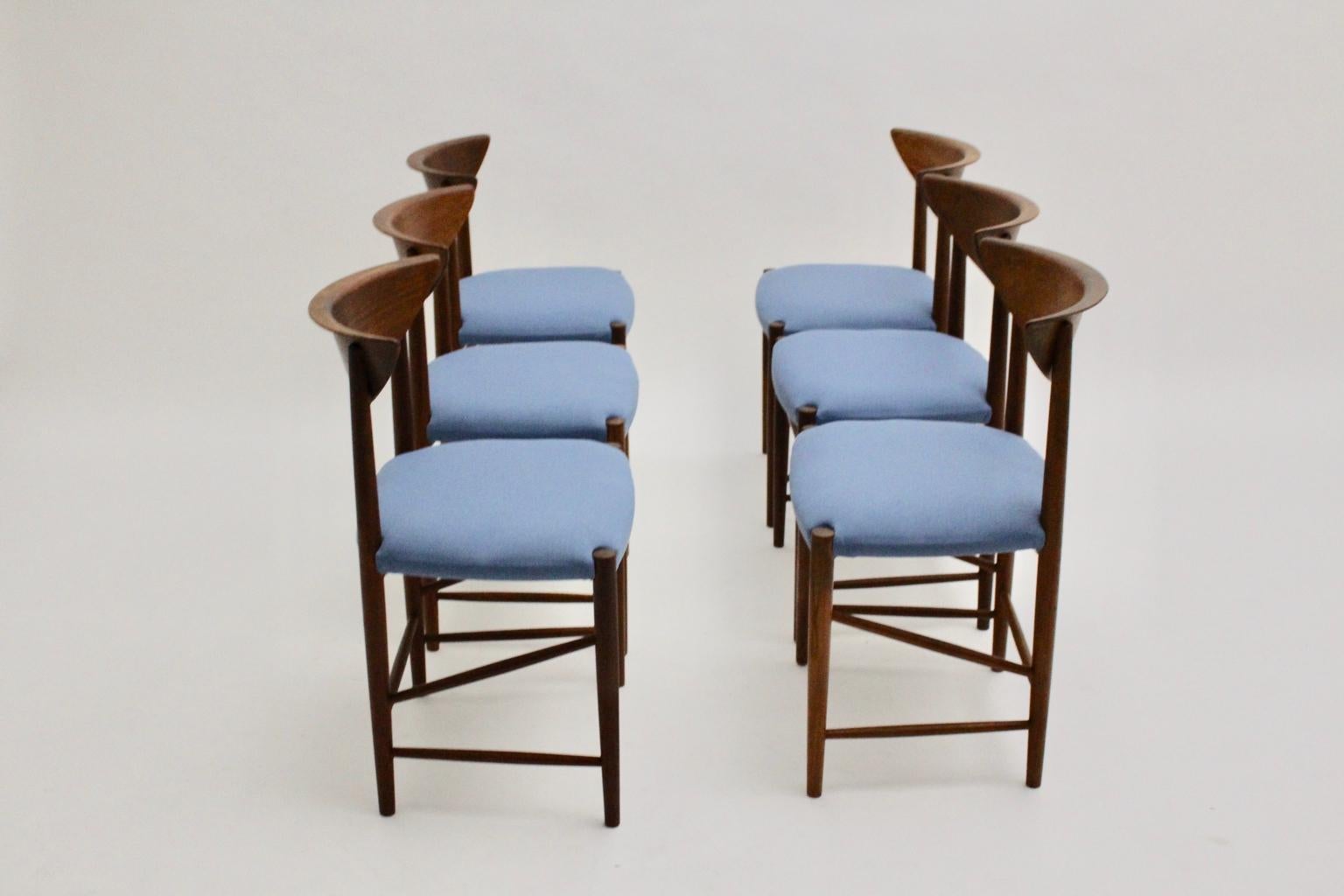 Scandinavian Modern Six Vintage Teak Dining Chairs or Chairs Peter Hvidt Denmark For Sale 7