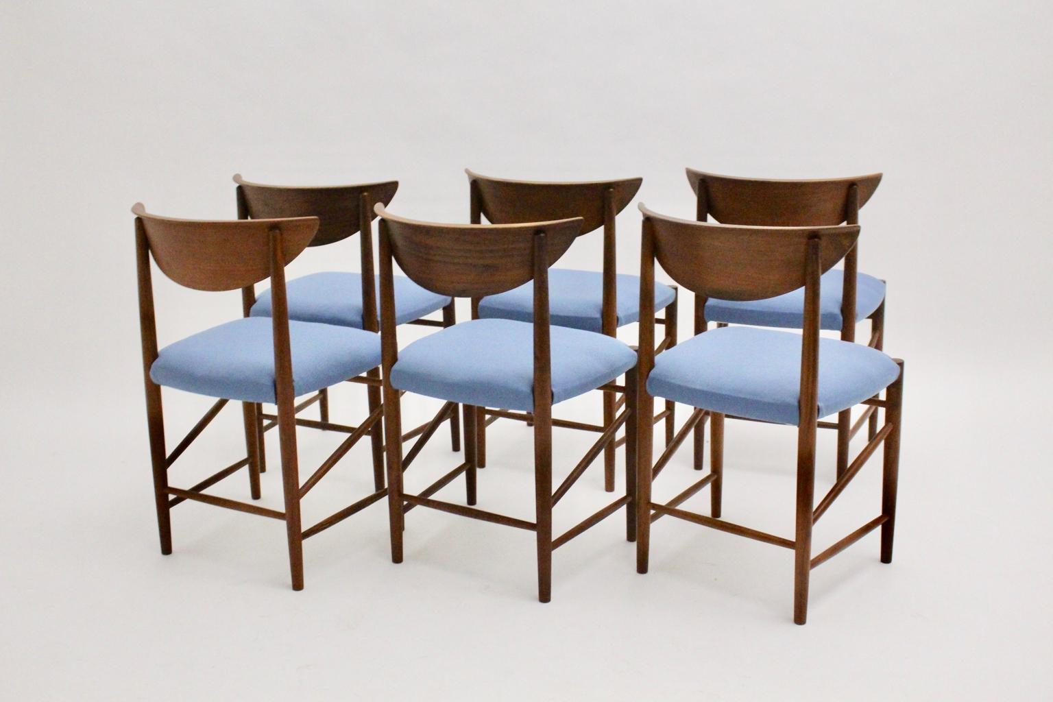 Scandinavian Modern Six Vintage Teak Dining Chairs or Chairs Peter Hvidt Denmark For Sale 8