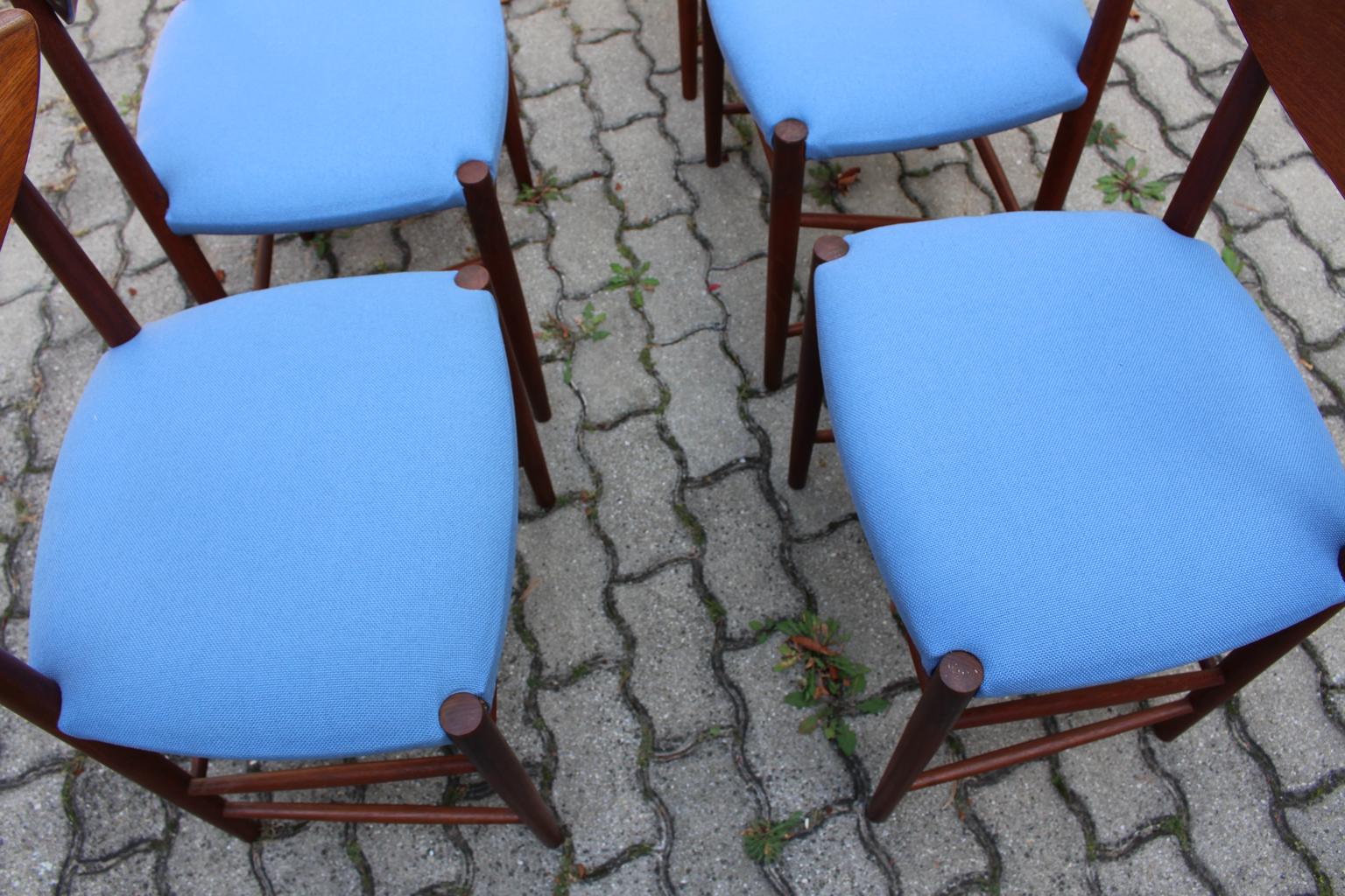 Skandinavische Moderne Sechs Vintage-Esszimmerstühle oder Stühle aus Teakholz Peter Hvidt Dänemark im Angebot 13