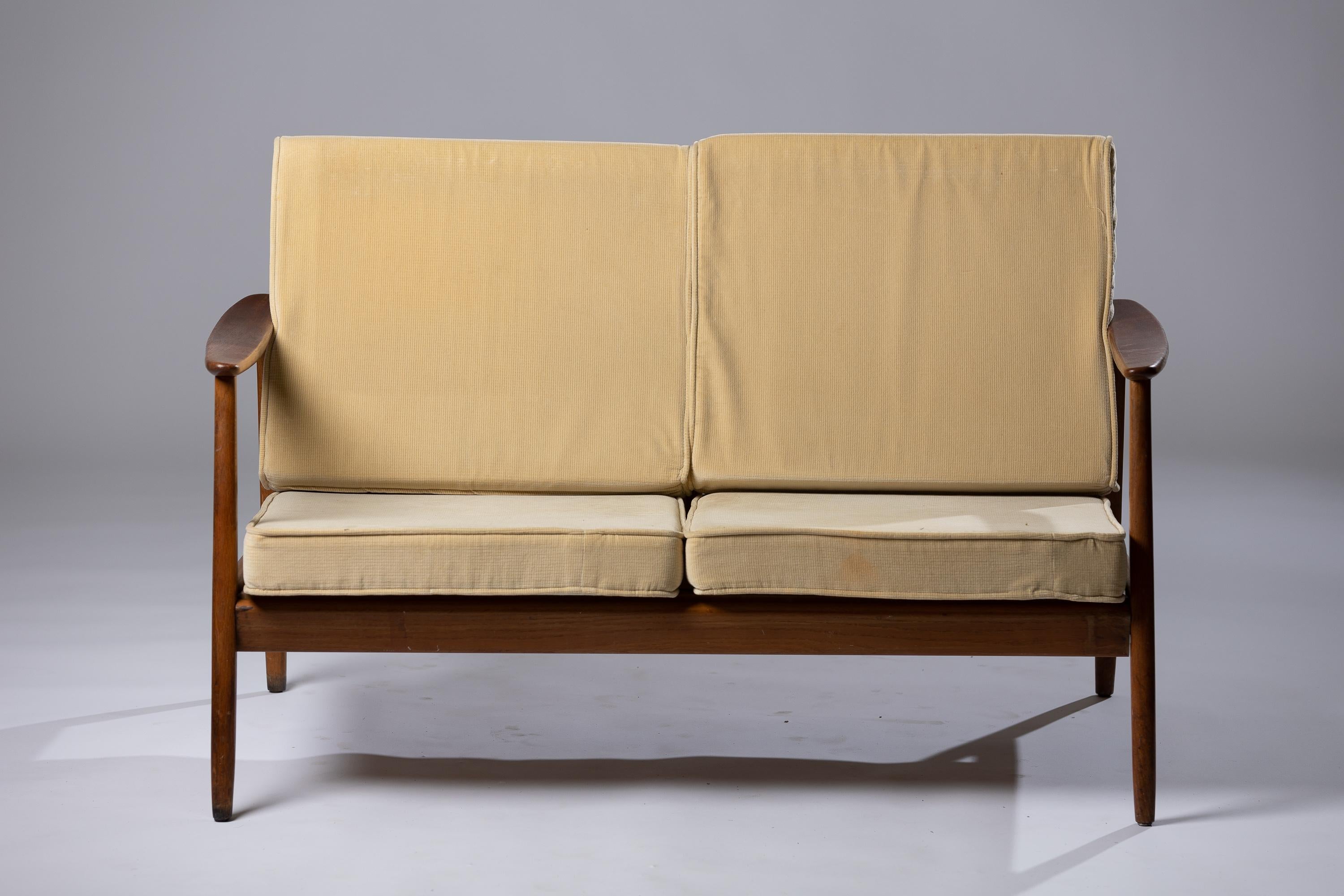 Swedish Scandinavian Modern Sofa from Folke Ohlsson in Rattan and Teak For Sale