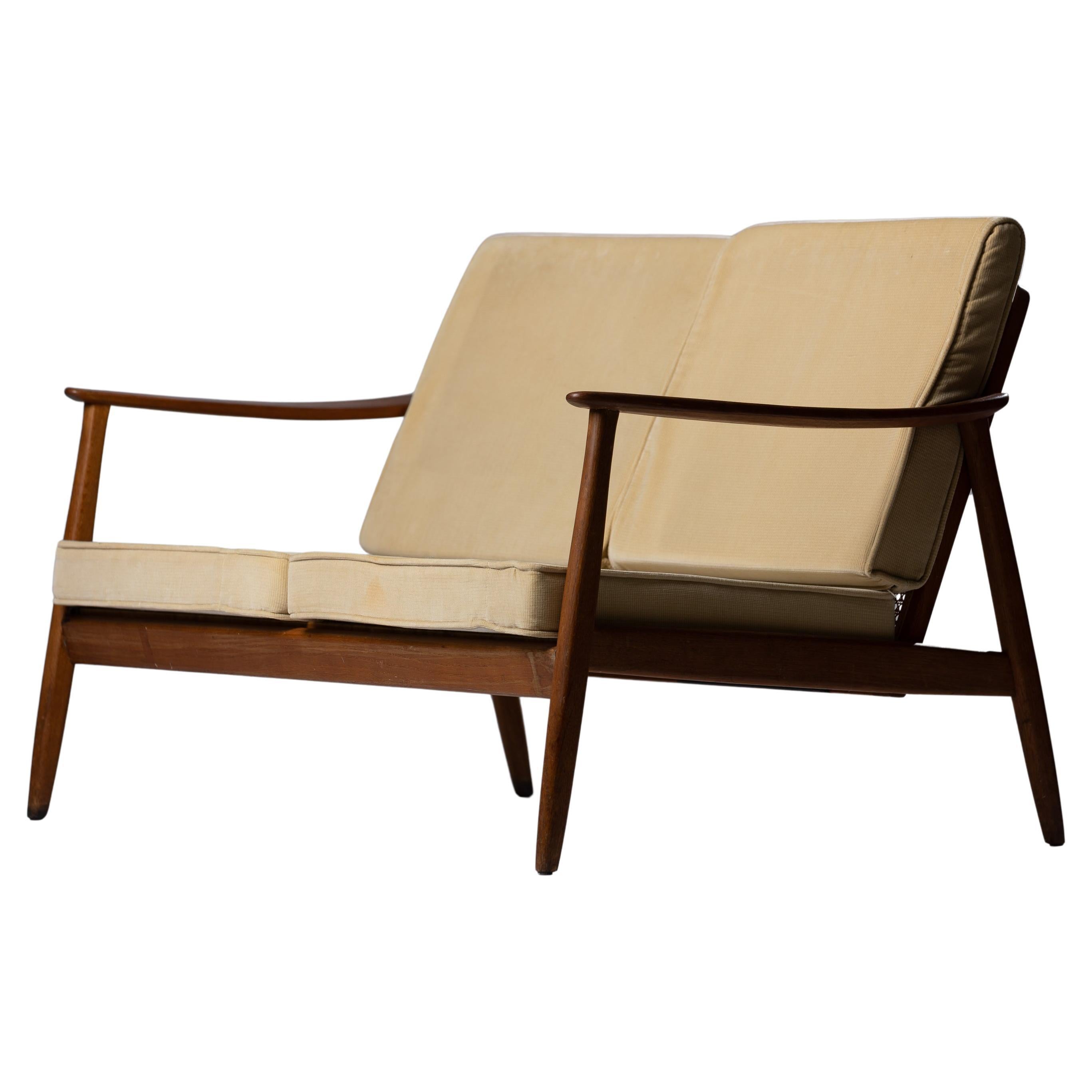 Scandinavian Modern Sofa from Folke Ohlsson in Rattan and Teak