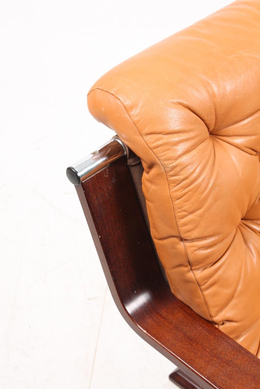 Danish Scandinavian Modern Sofa in Patinated Leather, Midcentury Design, 1960s