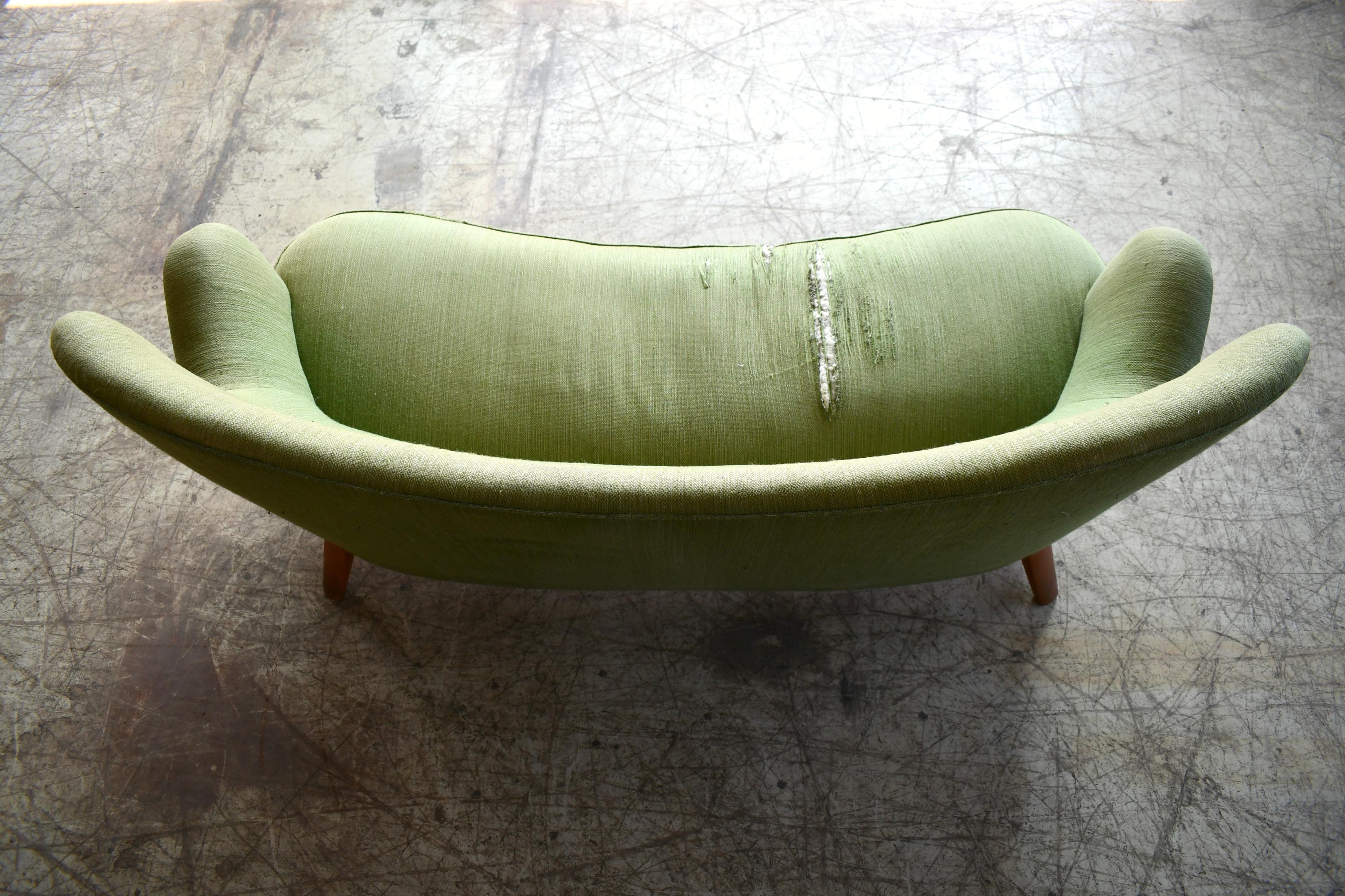 Wool Scandinavian Modern Sofa in the Style of Carl Malmsten Sweden 1950s