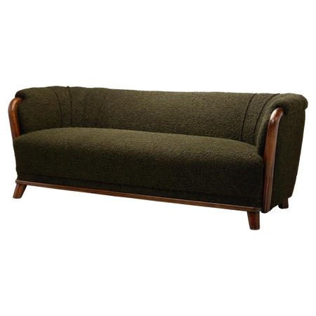 Scandinavian Modern Sofa with Dark Green Upholstery, Scandinavia 1940s