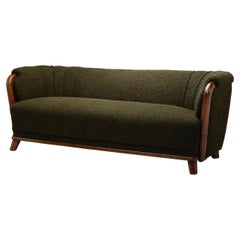 Scandinavian Modern Sofa with Dark Green Upholstery, Scandinavia 1940s