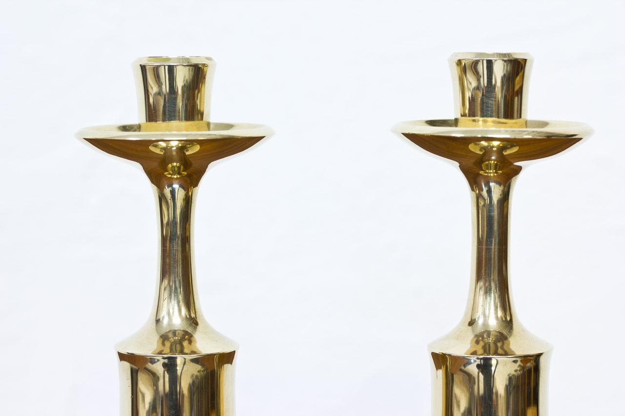 Mid-20th Century Scandinavian Modern Solid Brass Candlesticks by Jens Quistgaard, Denmark, Pair