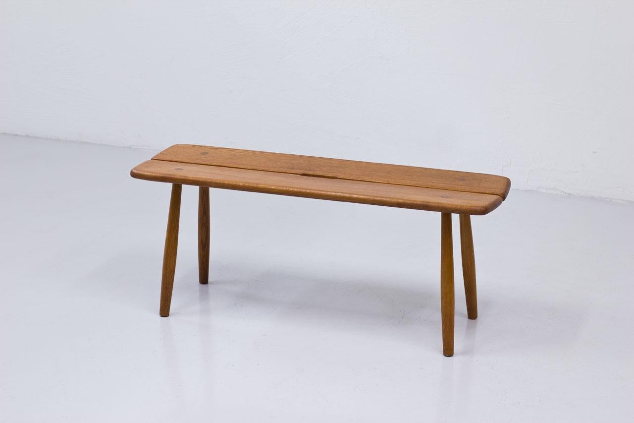 Swedish Scandinavian Modern Solid Oak Bench by Carl Gustaf Boulogner, Sweden