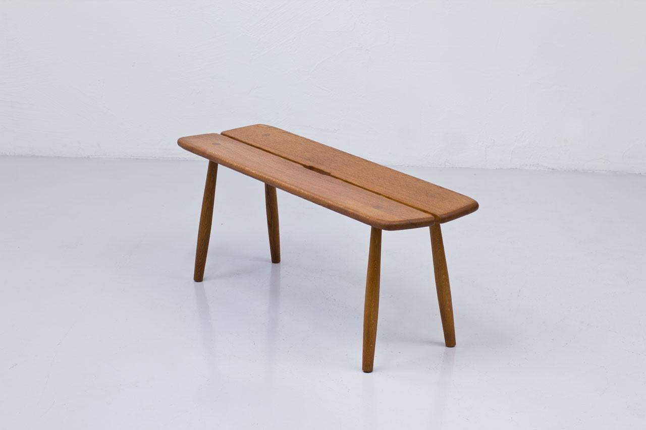 Scandinavian Modern Solid Oak Bench by Carl Gustaf Boulogner, Sweden In Good Condition In Stockholm, SE