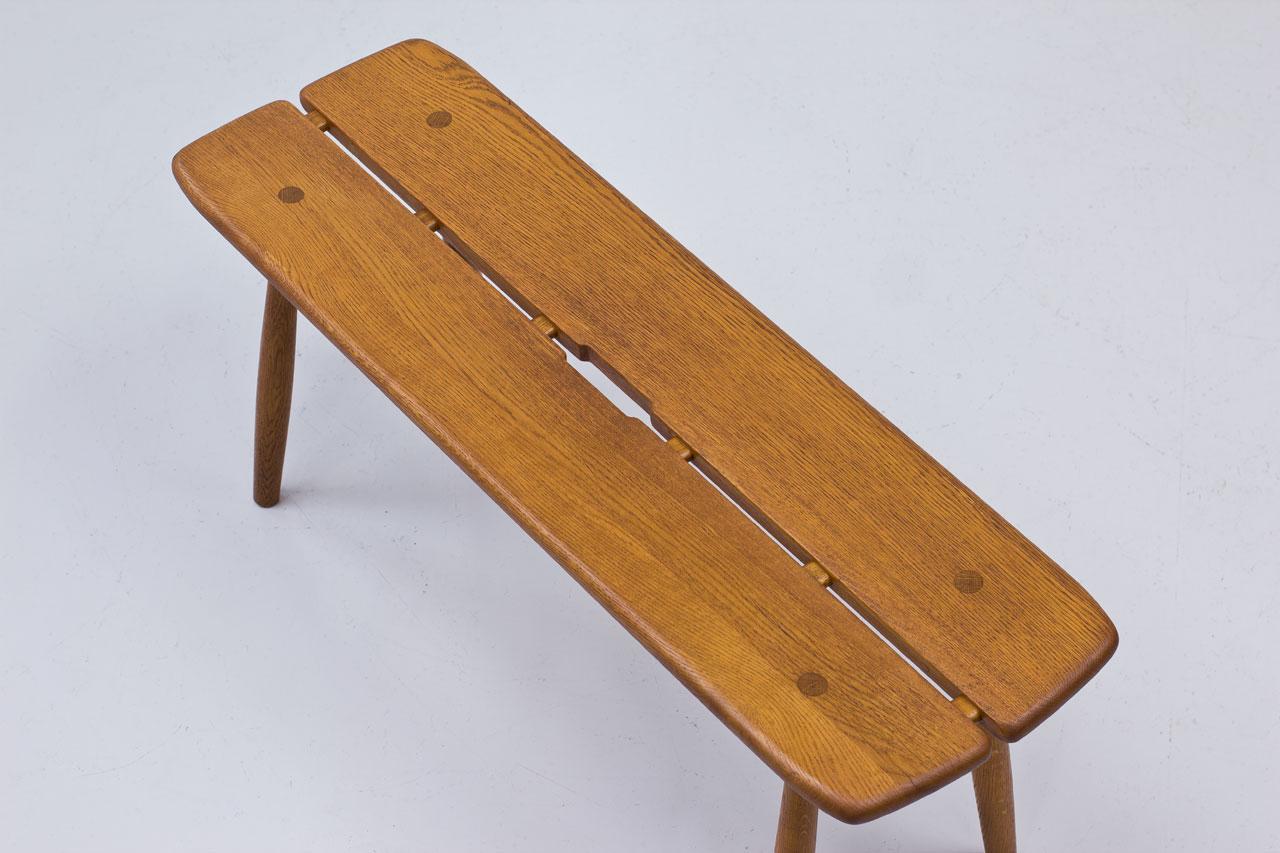 Scandinavian Modern Solid Oak Bench by Carl Gustaf Boulogner, Sweden 1