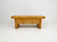 Banco moderno escandinavo de pino macizo de Fröseke, fabricante de muebles en Suecia, años 70