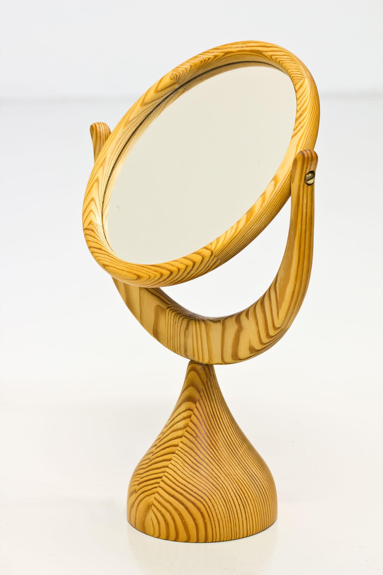 Swedish Scandinavian Modern Solid Pine Table Mirror by Erik Höglund for Boda Trä, Sweden