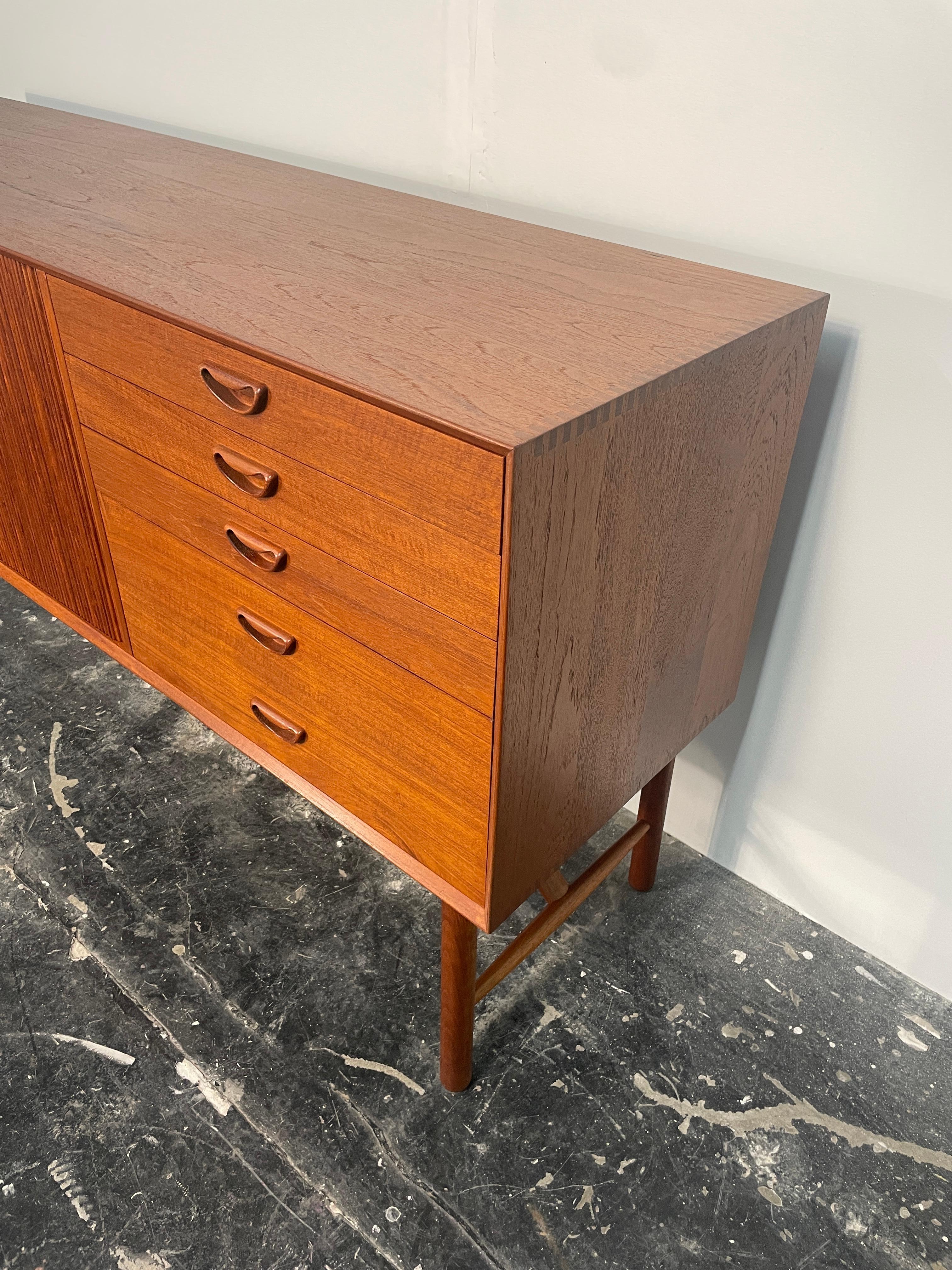 Scandinavian Modern Mid Century Modern Solid Teak Credenza by Peter Hvidt and Orla Mølgaard-Nielsen