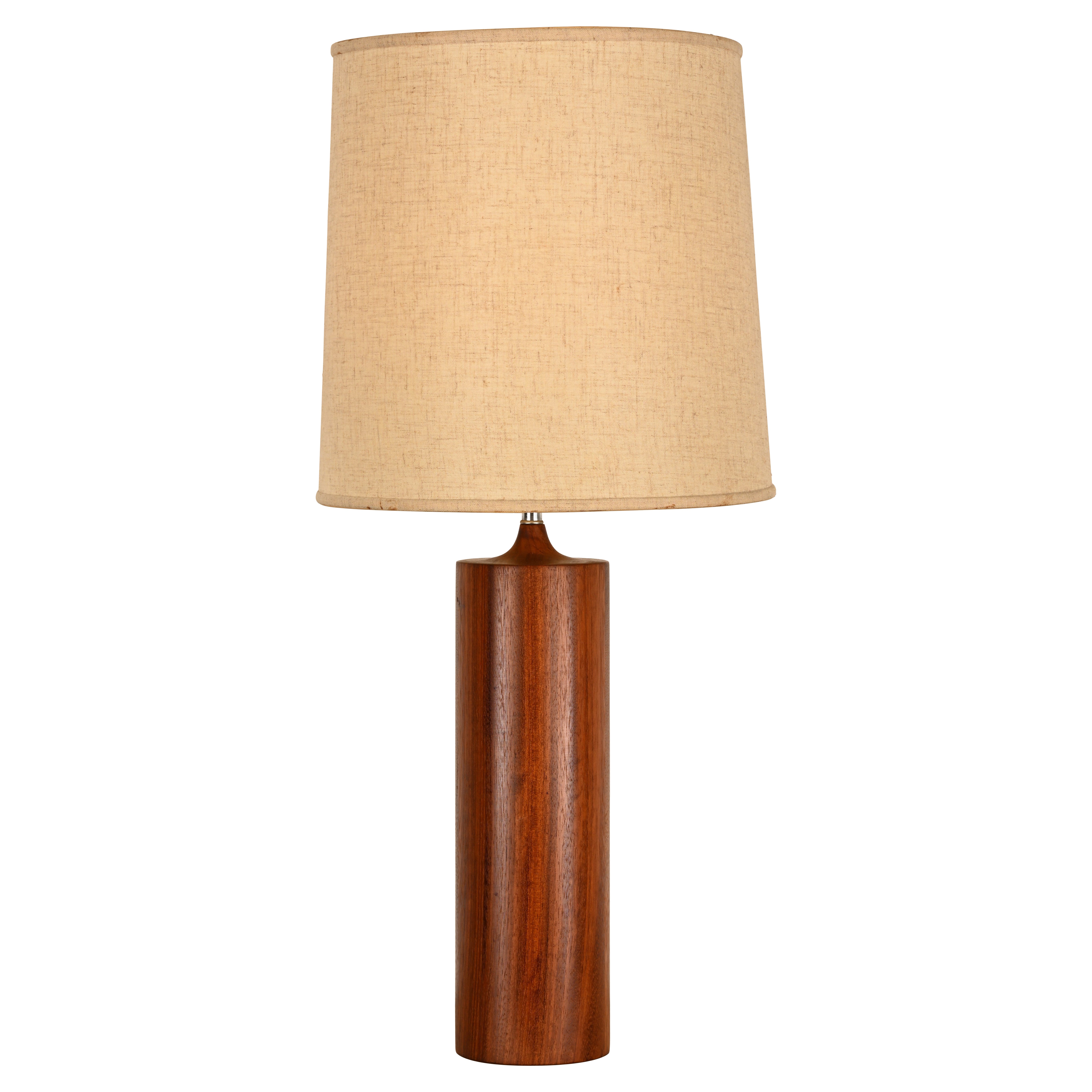 Scandinavian Modern Solid Teak Cylindrical Table Lamp, 1960s