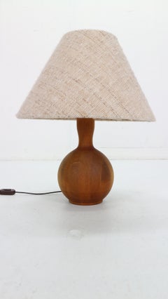 Scandinavian Modern Solid Teak Drop Shade Table Lamp, 1960s