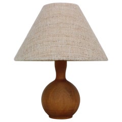 Scandinavian Modern Solid Teak Drop Shade Table Lamp, 1960s