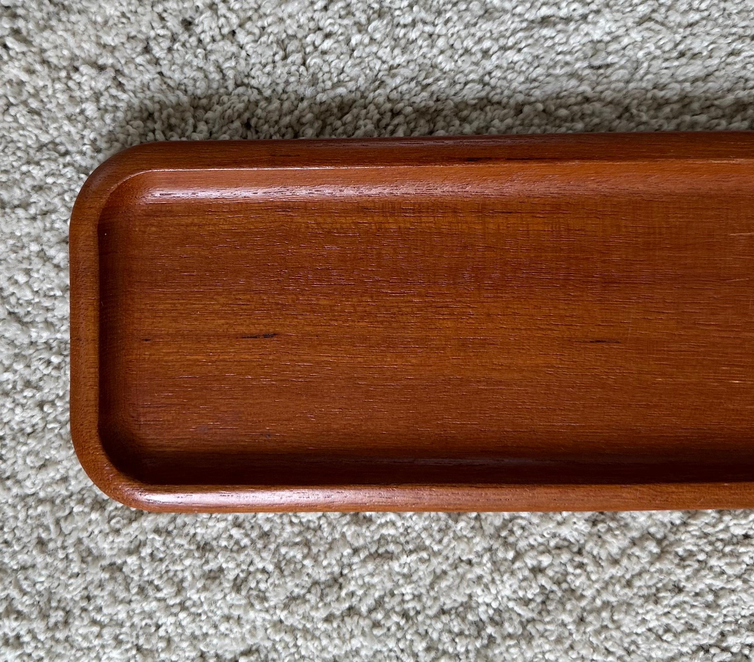 Scandinavian Modern Solid Teak Long Tray by Karl Holmberg for Akta Rare For Sale 5