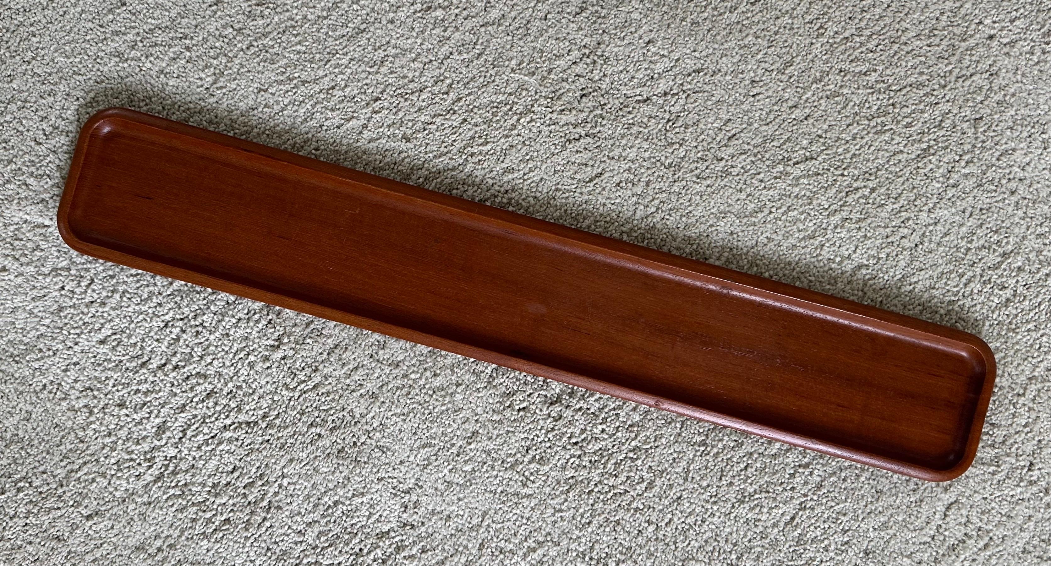 Swedish Scandinavian Modern Solid Teak Long Tray by Karl Holmberg for Akta Rare For Sale