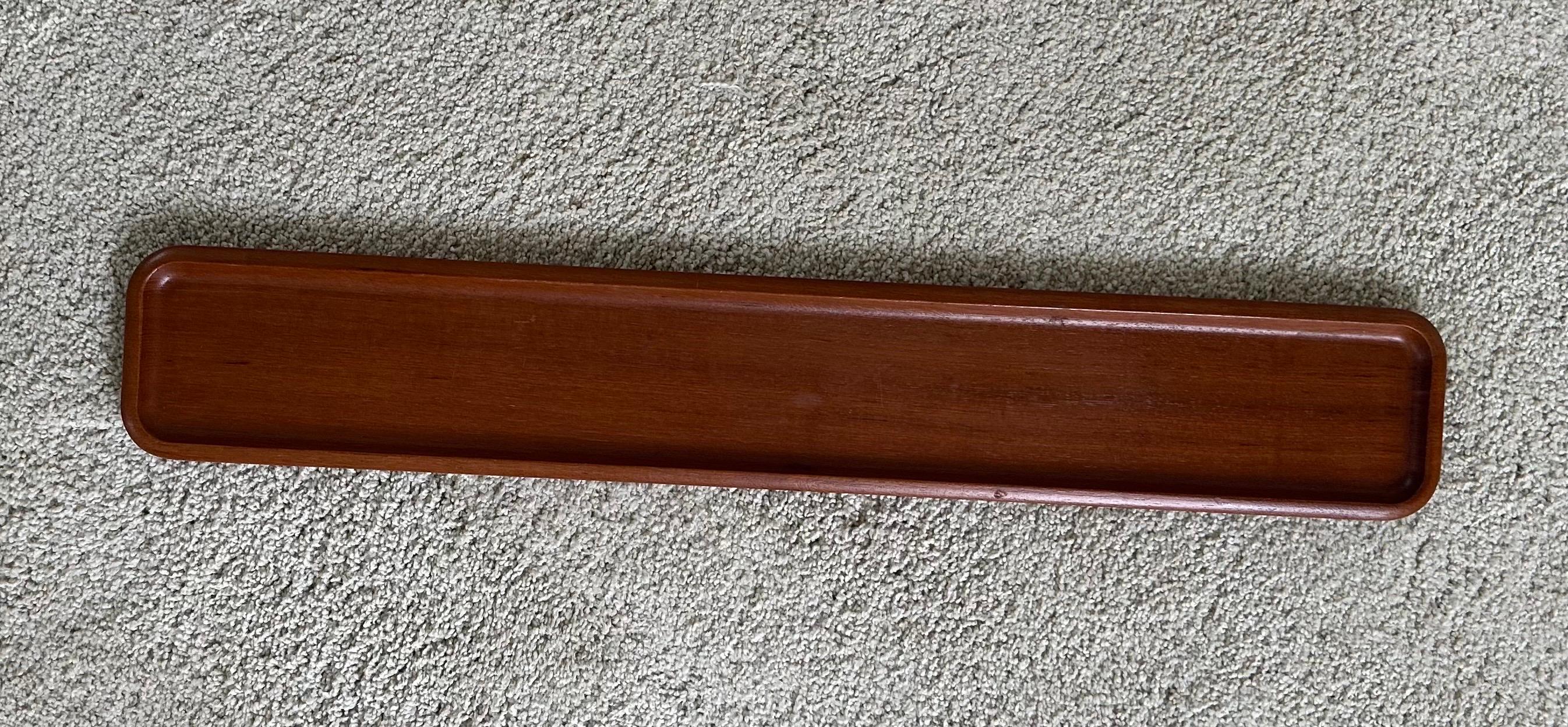 Scandinavian Modern Solid Teak Long Tray by Karl Holmberg for Akta Rare In Good Condition For Sale In San Diego, CA