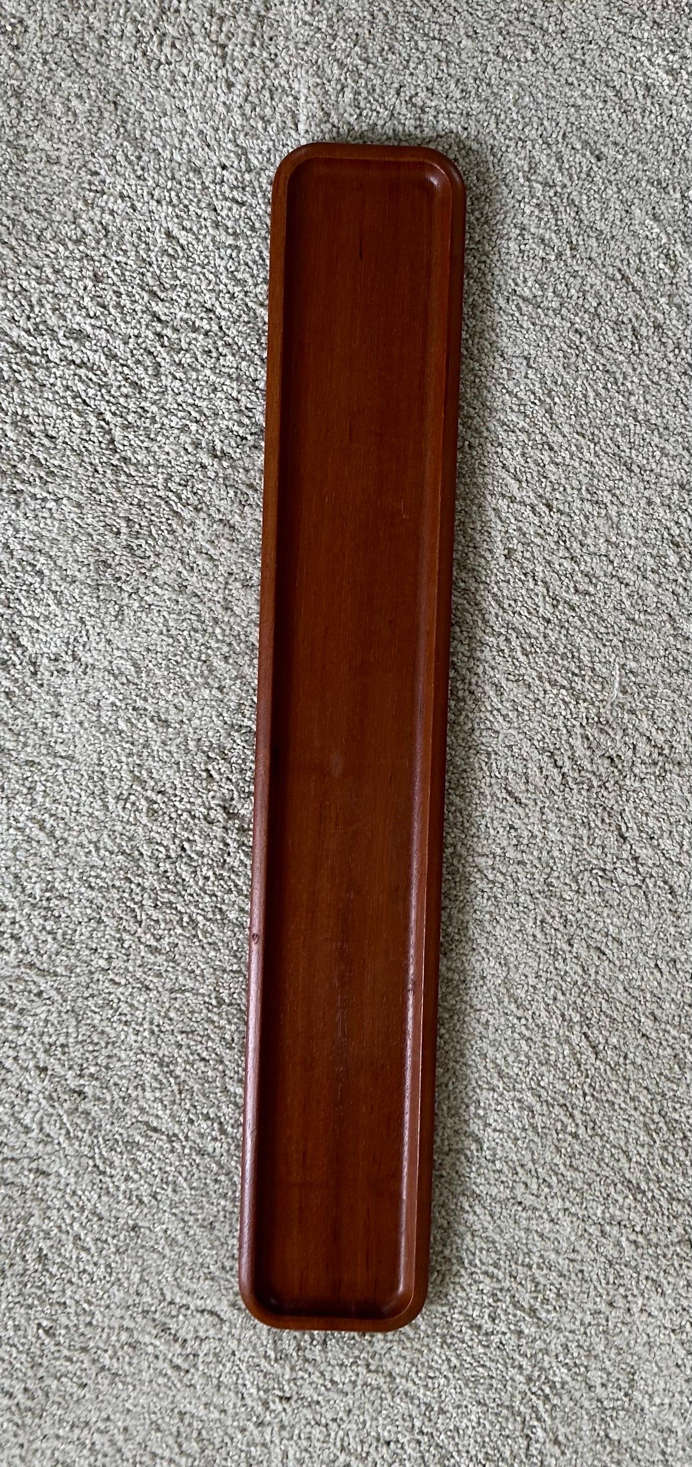 Scandinavian Modern Solid Teak Long Tray by Karl Holmberg for Akta Rare For Sale 1