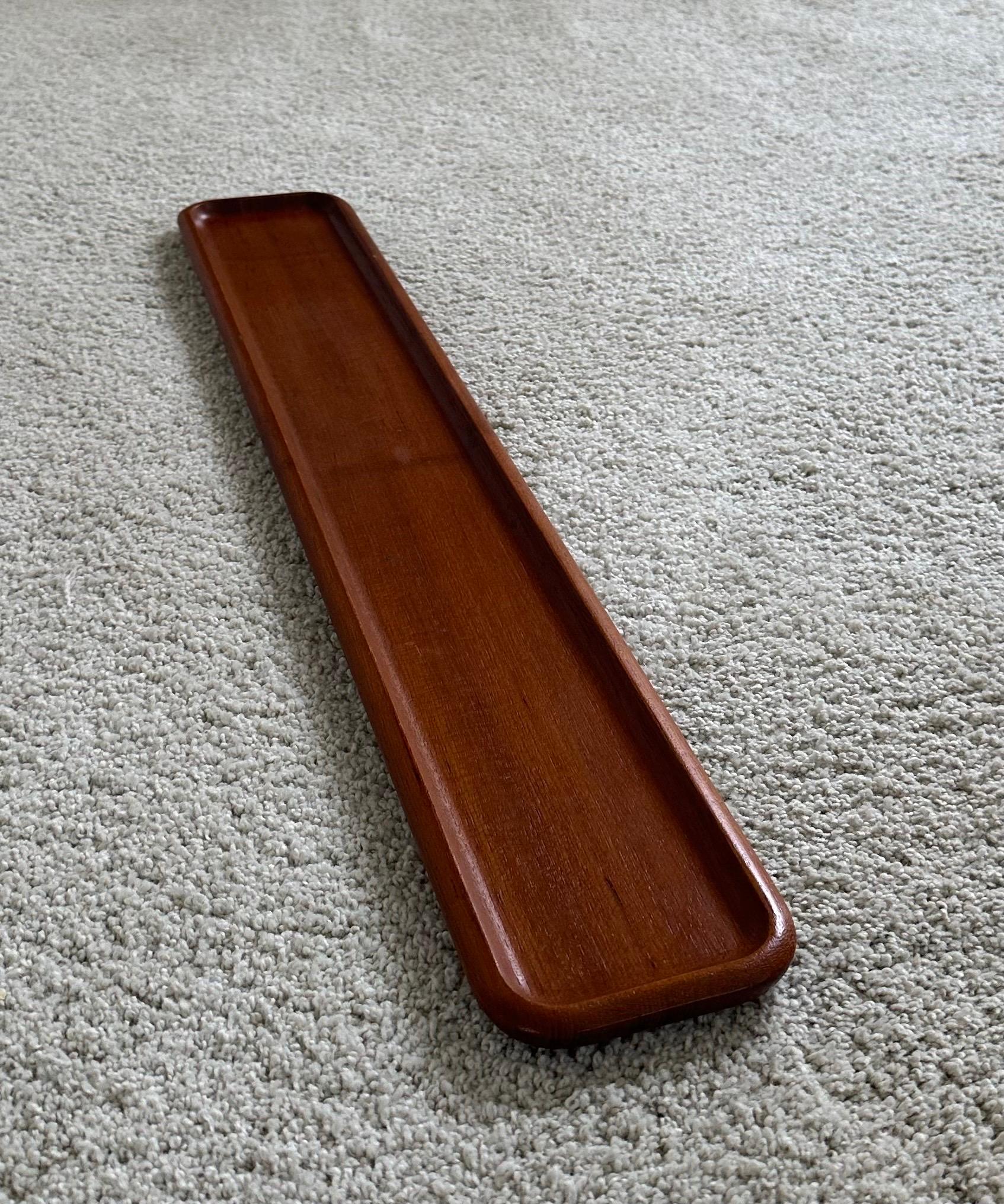 Scandinavian Modern Solid Teak Long Tray by Karl Holmberg for Akta Rare For Sale 2