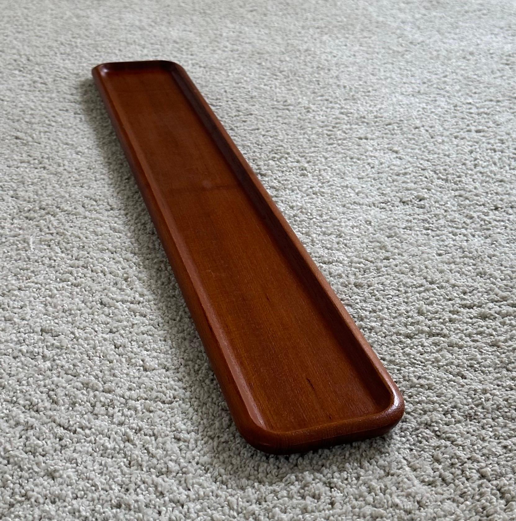 Scandinavian Modern Solid Teak Long Tray by Karl Holmberg for Akta Rare For Sale 3