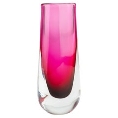 Retro Scandinavian Modern Sommerso Glass Bud Vase Cranberry