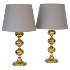Scandinavian Modern space age brass Table Lamps from Nafa, Nybro, Sweden